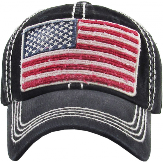 Black Cotton Bald Eagle Strapback Cap - Kbthos