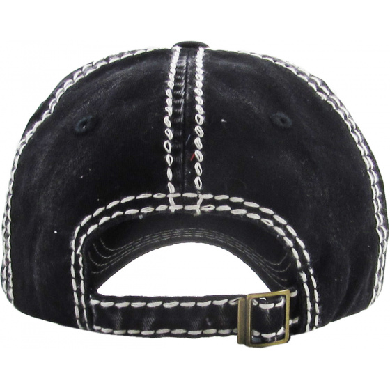 Black Cotton Bald Eagle Strapback Cap - Kbthos