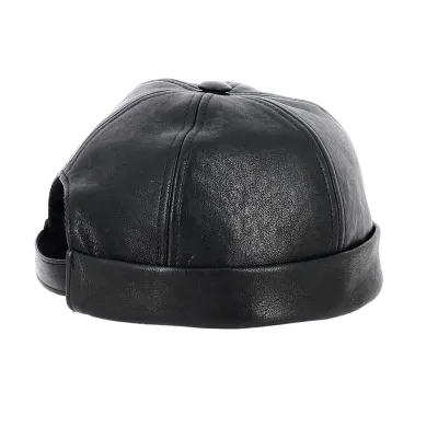 Bonnet Docker Nappa Noir Cuir - Traclet