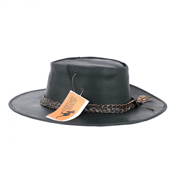 Traveller Hat Bandjo Black Leather - Aussie Apparel Traveller Hat Bandjo Black Leather - Aussie Apparel