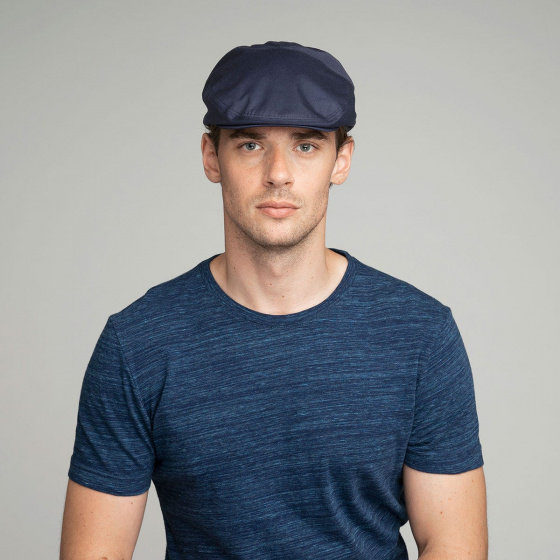 Graham Waterproof Flat Cap Navy - Bailey