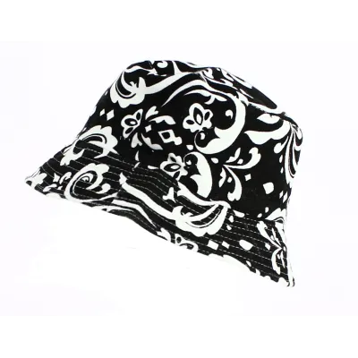 Black and White Floral Bucket Hat - Traclet Reference: 12076 | Traclet Hat Shop