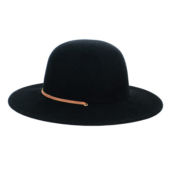 Black Conner Felt Wide Brim Hat - Traclet