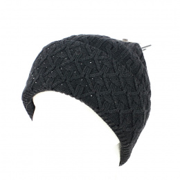 Louise Black Rhinestone Beanie - Herman