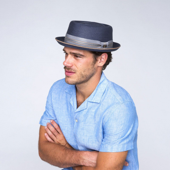 Navy Blue Porkpie Carver Hat - Bailey