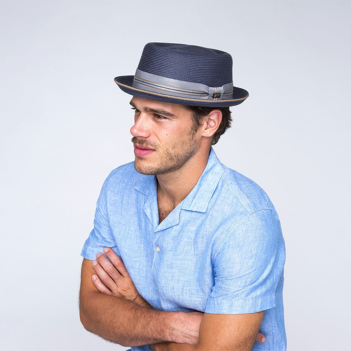 navy blue pork pie hat