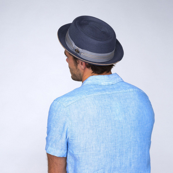 Navy Blue Porkpie Carver Hat - Bailey