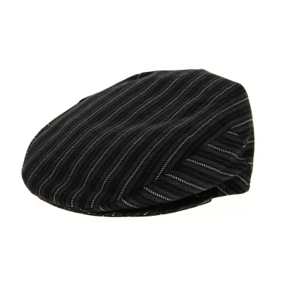 Casquette plate noir rayé 100% coton Reference : 12321 | Chapellerie Traclet