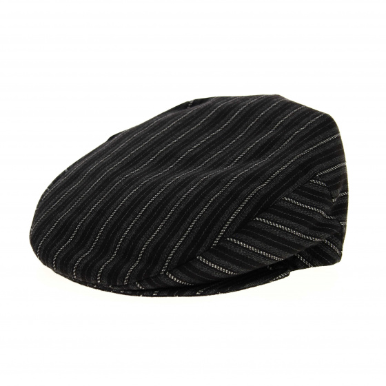 Black striped flat cap 100% cotton