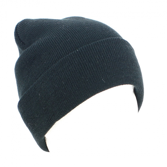 Black Acrylic Wind Cuffed Beanie - Atlantis