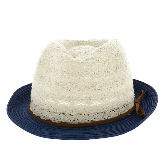 Trilby Hat Straw Lace Blue Paper - Traclet