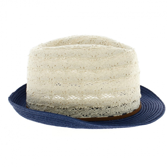 Chapeau Trilby Dentelle Paille Papier Bleu - Traclet