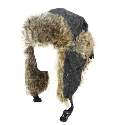 Fargus Black Denim Faux Fur Trapper Hat - Nobis Reference: 12364 | Traclet Hat Shop