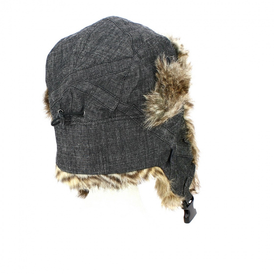 Fargus Black Denim Faux Fur Trapper Hat - Nobis