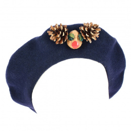 Navy Christmas Creation Basque Beret - Traclet