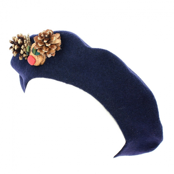 Navy Christmas Creation Basque Beret - Traclet Navy Christmas Creation Basque Beret - Traclet
