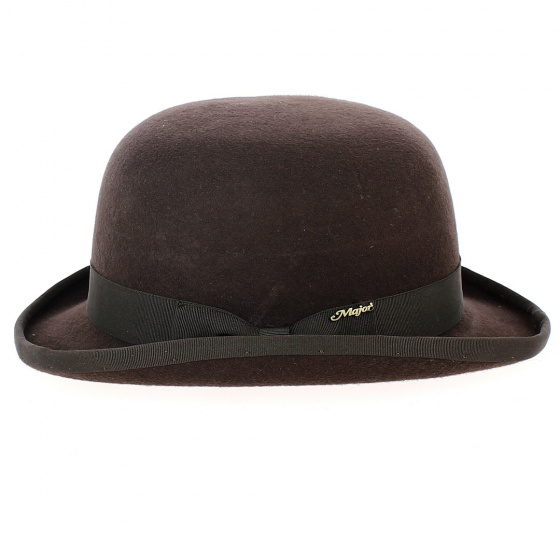 Brown Wool Felt Major Bowler Hat - Traclet