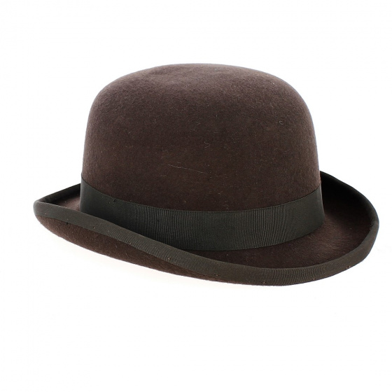 Brown Wool Felt Major Bowler Hat - Traclet