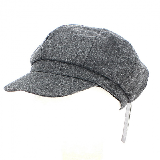 Yelena Grey Wool Newsboy Cap - Traclet