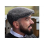 Grey herringbone flat cap - Hanna Hats