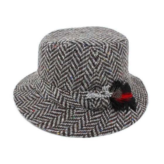 Grey and Black Chevron Wool Bucket Hat - Hanna Hats
