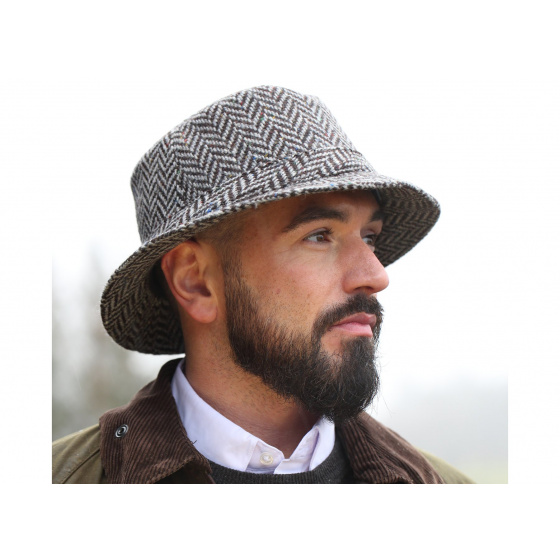 Grey and Black Chevron Wool Bucket Hat - Hanna Hats