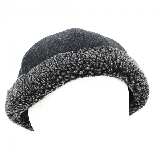 Charcoal Docker Beanie with Faux Fur - Traclet