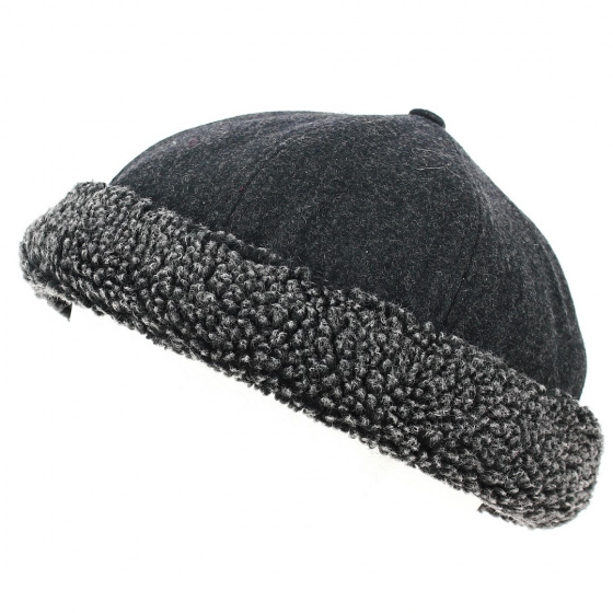Charcoal Docker Beanie with Faux Fur - Traclet