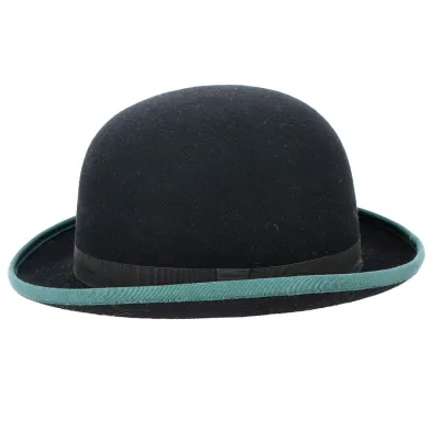 Zeleno Bowler Hat Wool Felt Black & Green - Traclet Reference: 12447 | Traclet Millinery