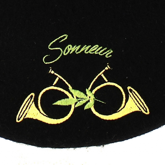 Fancy Bugle Wool Beret Black - Traclet