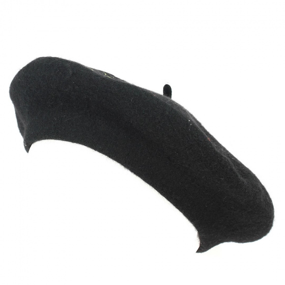 Fancy Bugle Wool Beret Black - Traclet