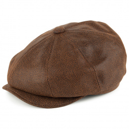 8 ribbed cap, aged leather