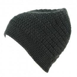 Black Acrylic Chunky Knit Beanie - Traclet