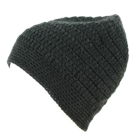 Black Acrylic Chunky Knit Beanie - Traclet