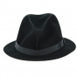 Black Wool Felt Poet Fedora Hat - Bailey