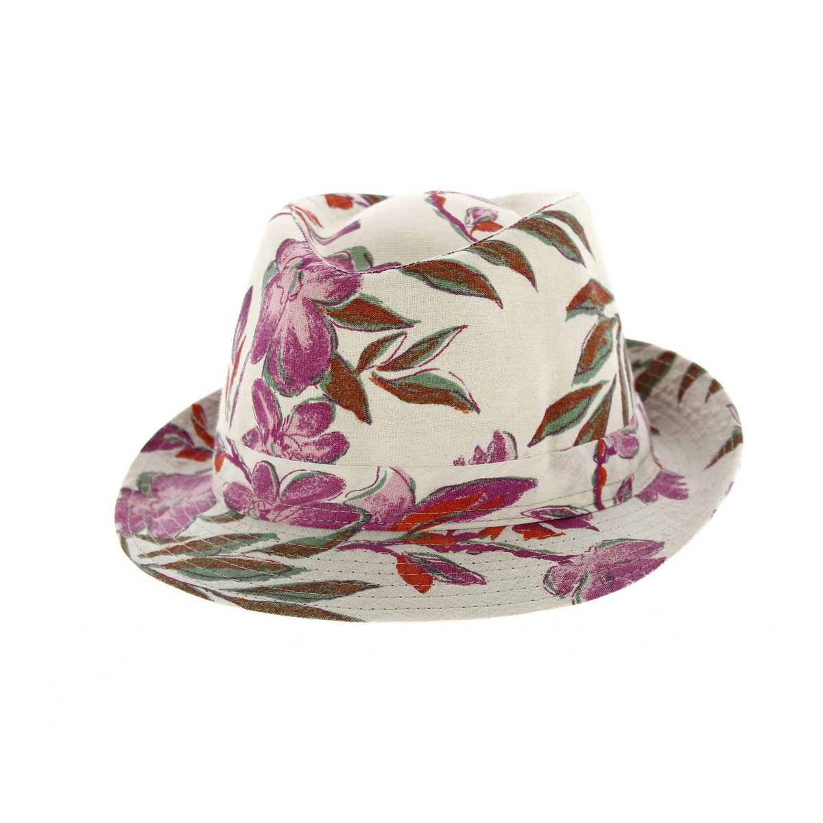 Hat Trilby Linen Pink Flowers - Traclet Reference : 12504 | Chapellerie ...