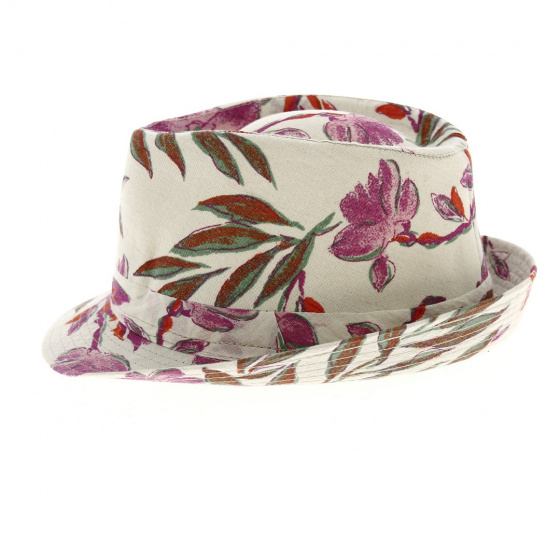 Pink Floral Linen Trilby Hat - Traclet