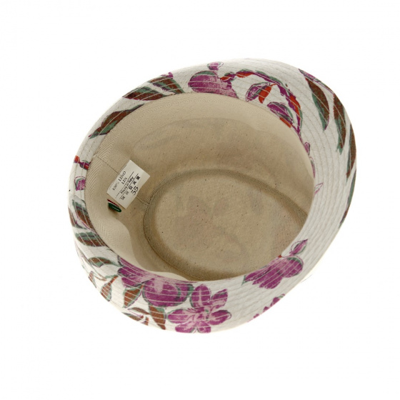 Pink Floral Linen Trilby Hat - Traclet