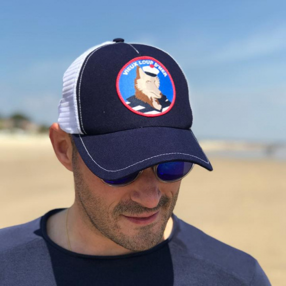 Old Sea Wolf Trucker Cap Navy Cotton - le Chapoté Paris Old Sea Wolf Trucker Cap Navy Cotton - le Chapoté Paris