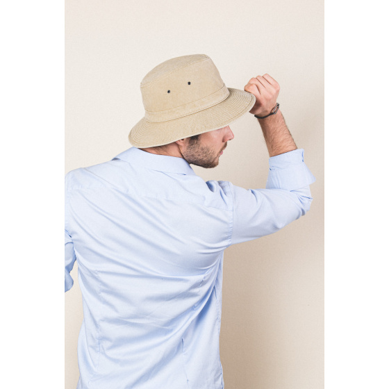 Chapeau safari Tanzanie‎ Coton Beige UPF 50+ - Crambes