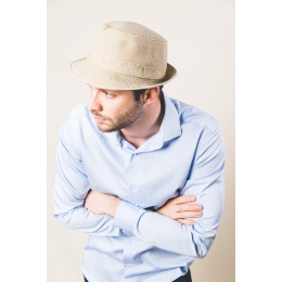 Trilby Belgrade Beige Cotton Hat - Crambes