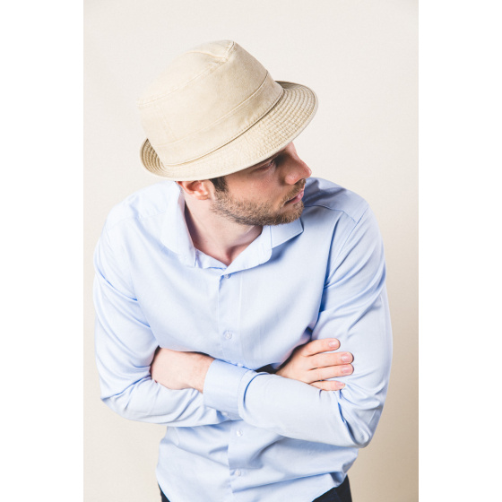Beige Cotton Belgrade Trilby Hat - Crambes