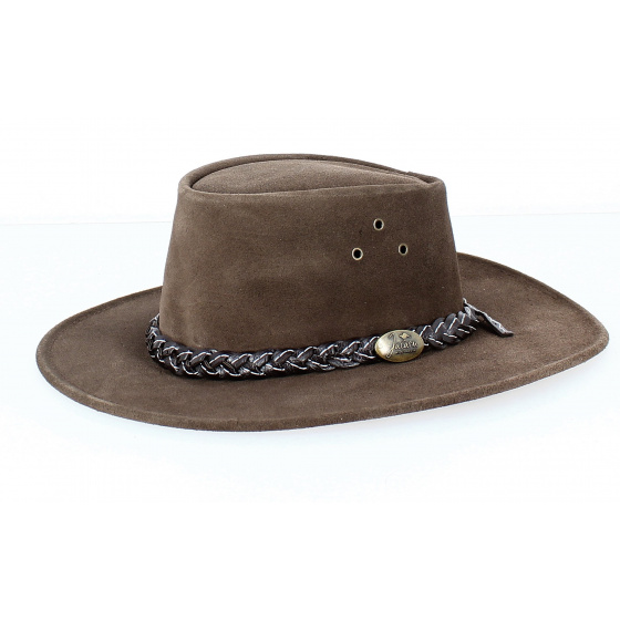 Brown Wallaroo Leather Hat - Jacaru