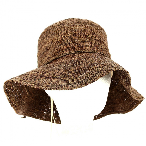 Cayetana Brown Raffia Straw Wide-Brimmed Hat - Traclet