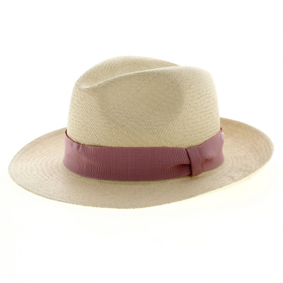 Panama hat with pink ribbon Size 57