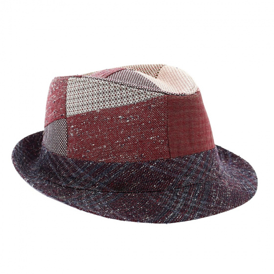 Burgundy patchwork trilby hat