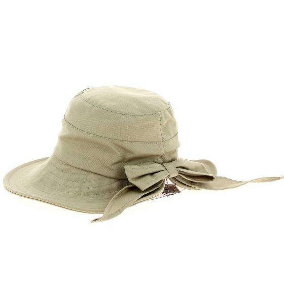 Mimie Cotton Beige Wide-Brimmed Hat - Fléchet
