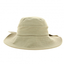 Mimie Cotton Beige Wide-Brimmed Hat - Fléchet