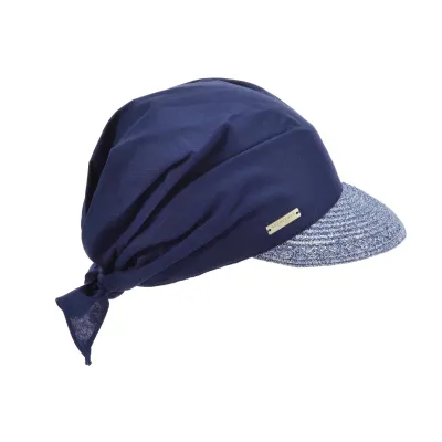 Navy Straw Livia Cap - Seeberger Reference: 12786 | Traclet Hat Shop