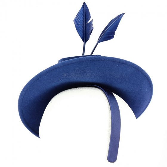 Chapeau Bibi- Serre-tête Zita Feutre Marine - Traclet Chapeau Bibi- Serre-tête Zita Feutre Marine - Traclet
